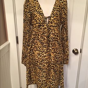 MALABAR BAY TOP TUNIC SWIM COVERUP GOLD BLACK ANIMAL PRINT Size S
